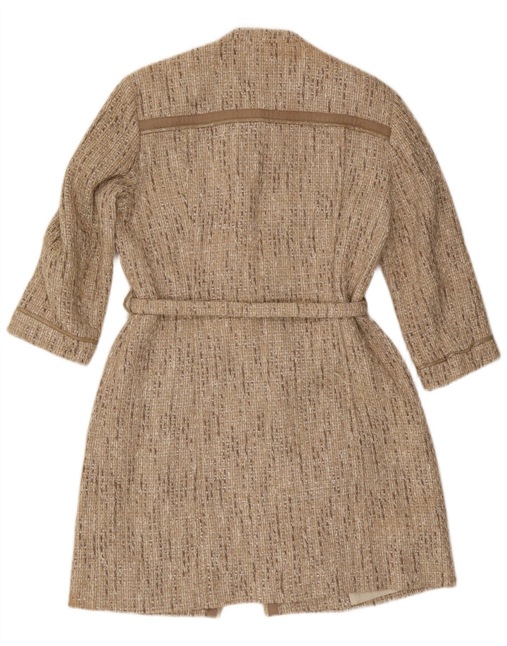 Hugo Boss Womens Overcoat UK 14 Medium Beige Cotton