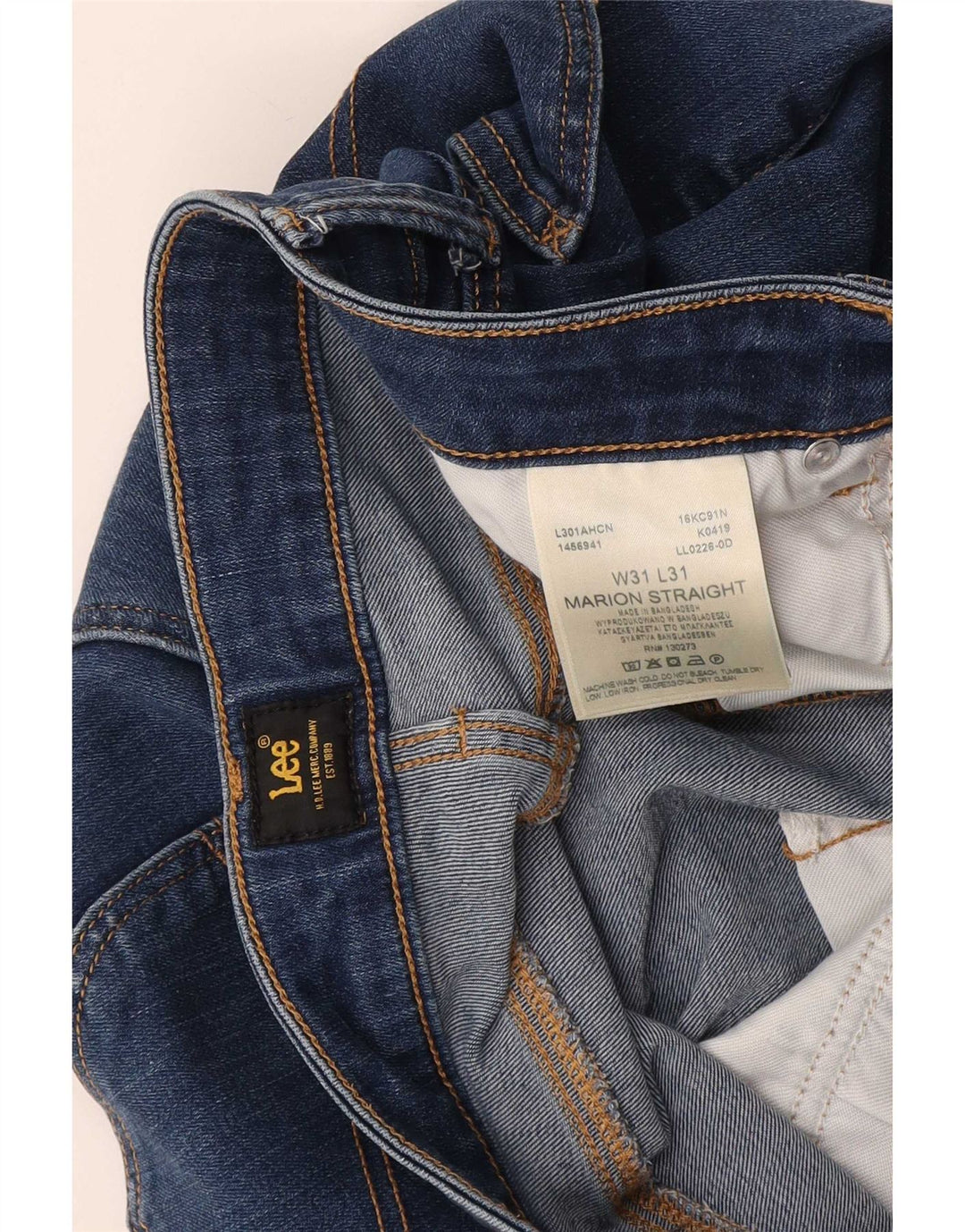 Lee Womens Marion Straight Jeans W31 L31 Blue Cotton