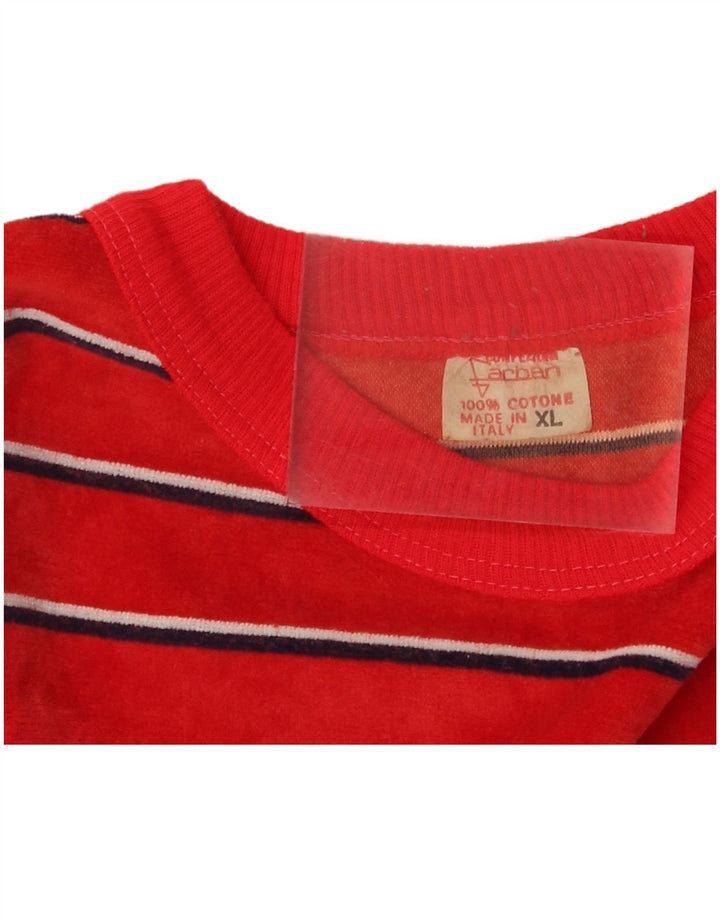Vintage Womens Sweatshirt Jumper UK 18 XL Red Striped Cotton