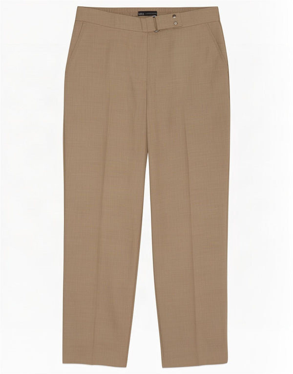 Marks & Spencer Womens Straight Suit Trousers UK 12 Medium W30 L28 Beige