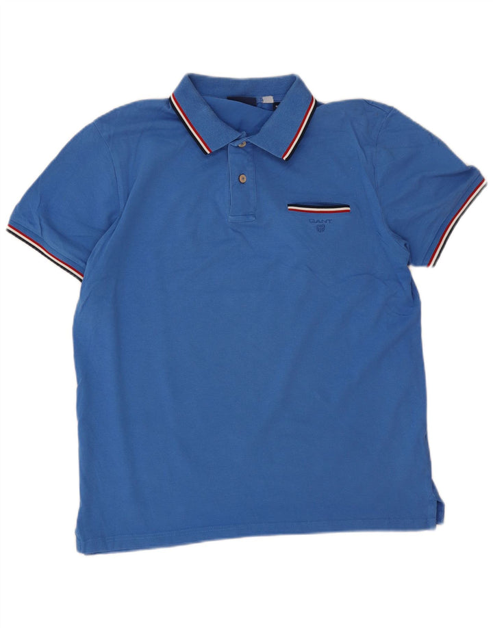 Gant Mens Polo Shirt Medium Blue Cotton