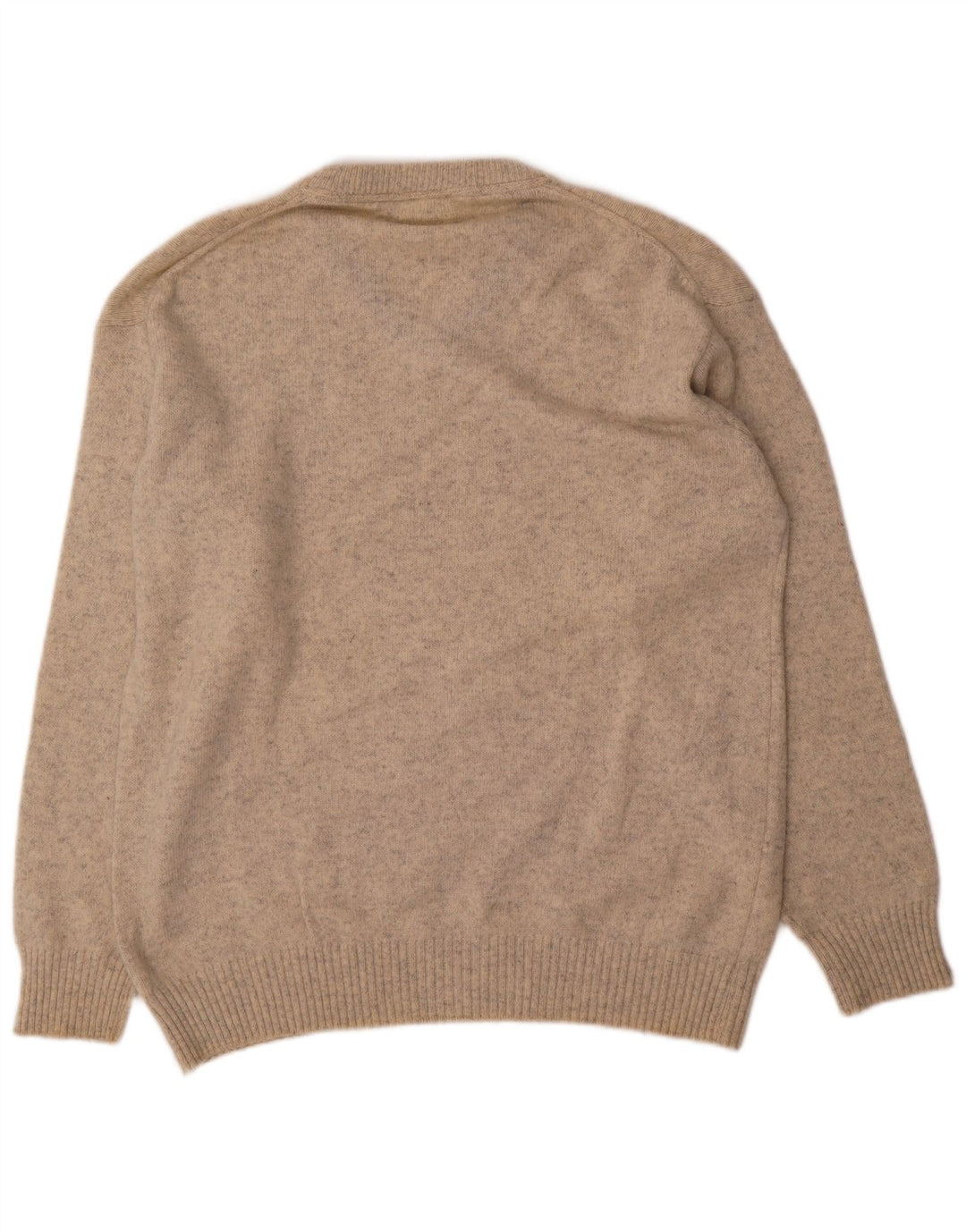 Murphy & Nye Mens V-Neck Jumper Sweater Large Beige Flecked Wool