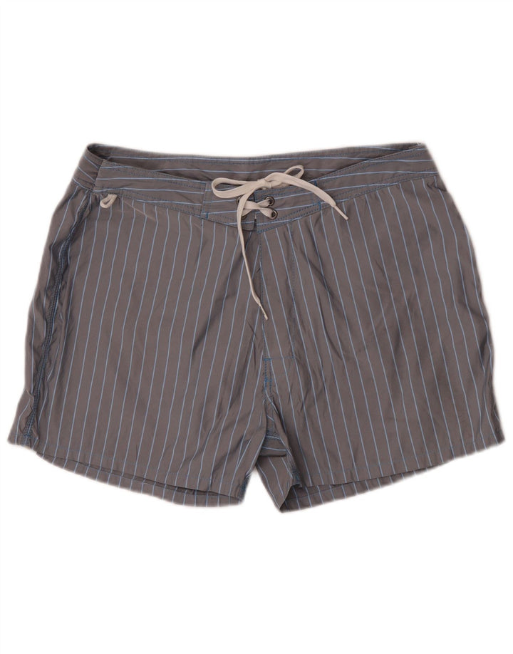 Sundek Mens Swimming Shorts Large Grey Pinstripe Polyester