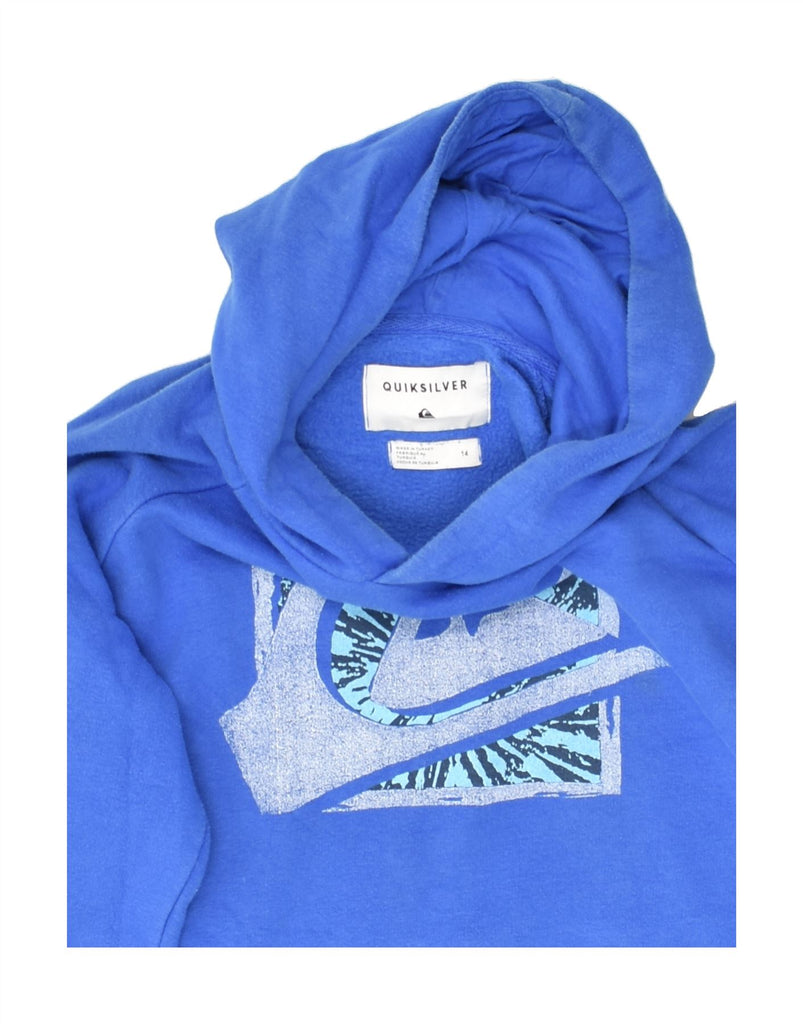 QUIKSILVER Boys Graphic Hoodie Jumper 13-14 Years Blue Cotton | Vintage Quiksilver | Thrift | Second-Hand Quiksilver | Used Clothing | Messina Hembry 