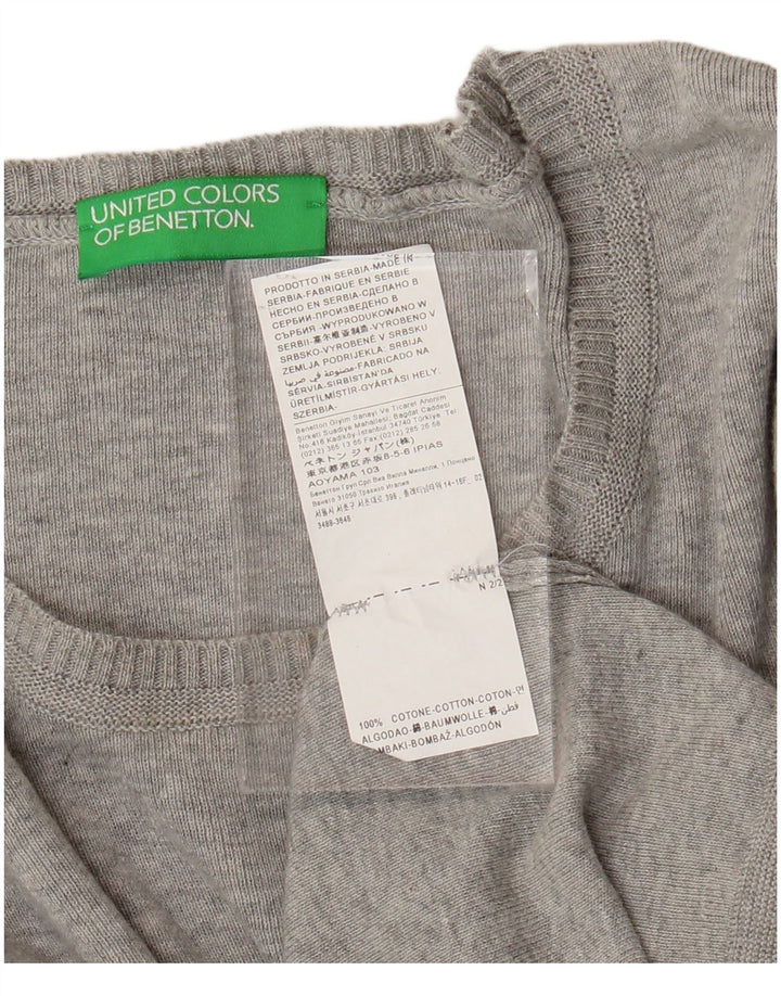 BENETTON Womens Boat Neck Jumper Sweater UK 10 Small Grey Cotton