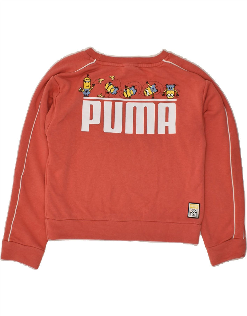 PUMA Girls Graphic Sweatshirt Jumper 9-10 Years Orange Cotton | Vintage Puma | Thrift | Second-Hand Puma | Used Clothing | Messina Hembry 