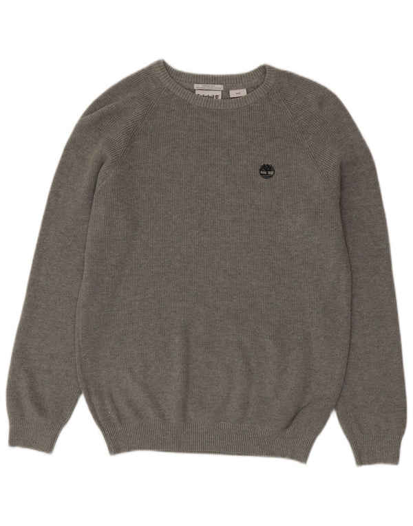Timberland Mens Crew Neck Jumper Sweater Medium Grey Cotton