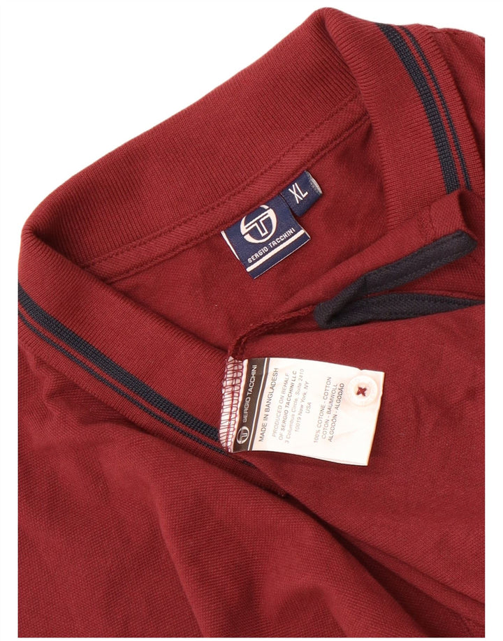 Sergio Tacchini Mens Polo Shirt XL Maroon Cotton