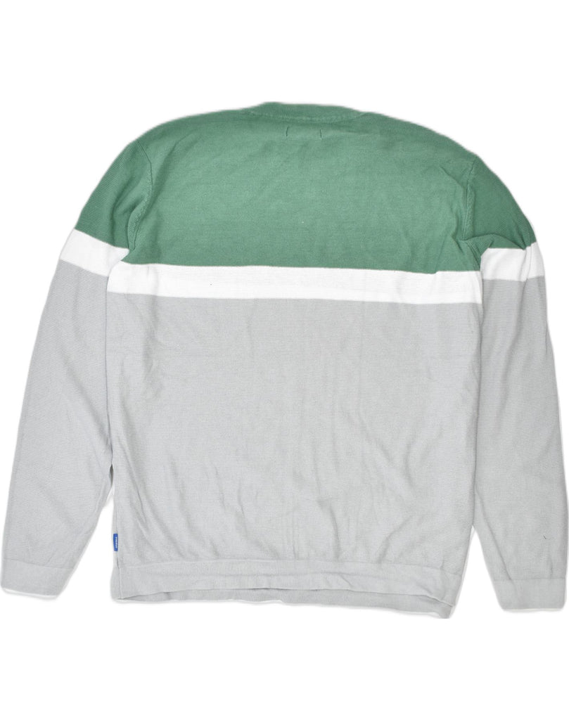 JACK & JONES Mens Sweatshirt Jumper 2XL Green Colourblock Cotton Classic | Vintage | Thrift | Second-Hand | Used Clothing | Messina Hembry 