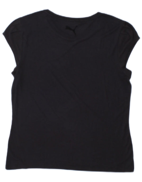 Puma Womens See Through Top UK 12 Medium  Navy Blue Geometric Viscose