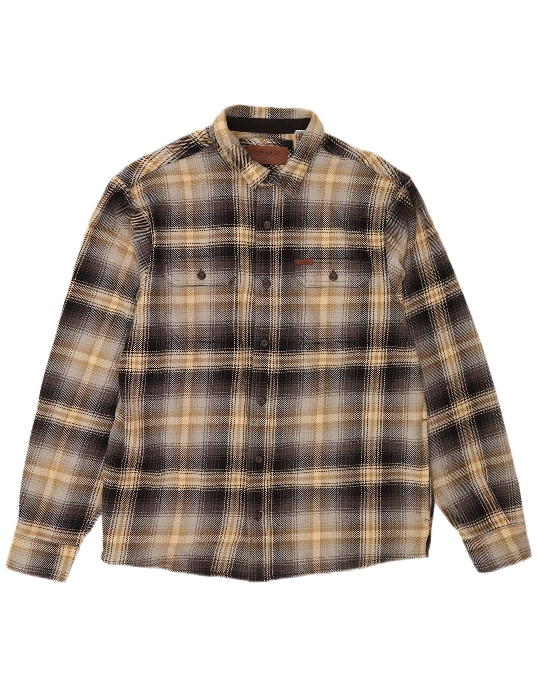 Orvis Mens Flannel Shirt Large Multicoloured Plaid Cotton