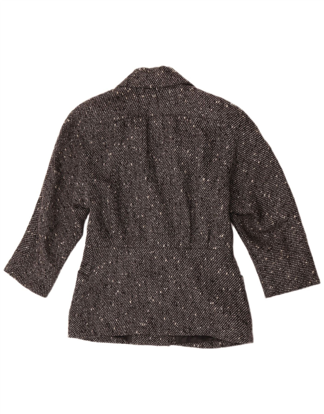 Vintage Womens Double Breasted Blazer Jacket EU 42 Large Black Flecked Wool