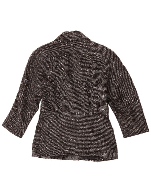 Vintage Womens Double Breasted Blazer Jacket EU 42 Large Black Flecked Wool