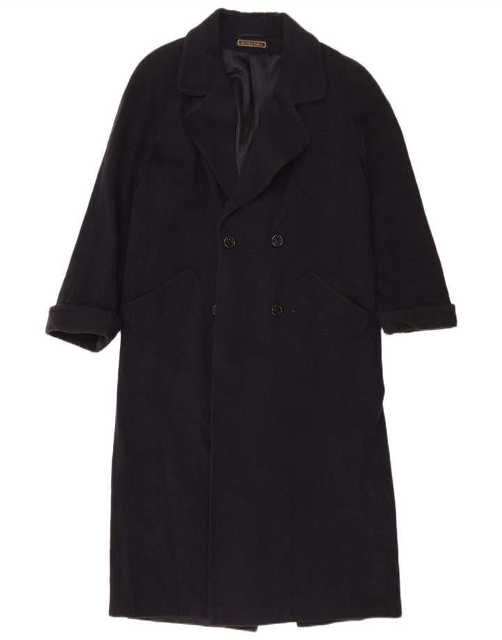 Marks & Spencer Womens Double Breasted Coat UK 10 Small Black Wool