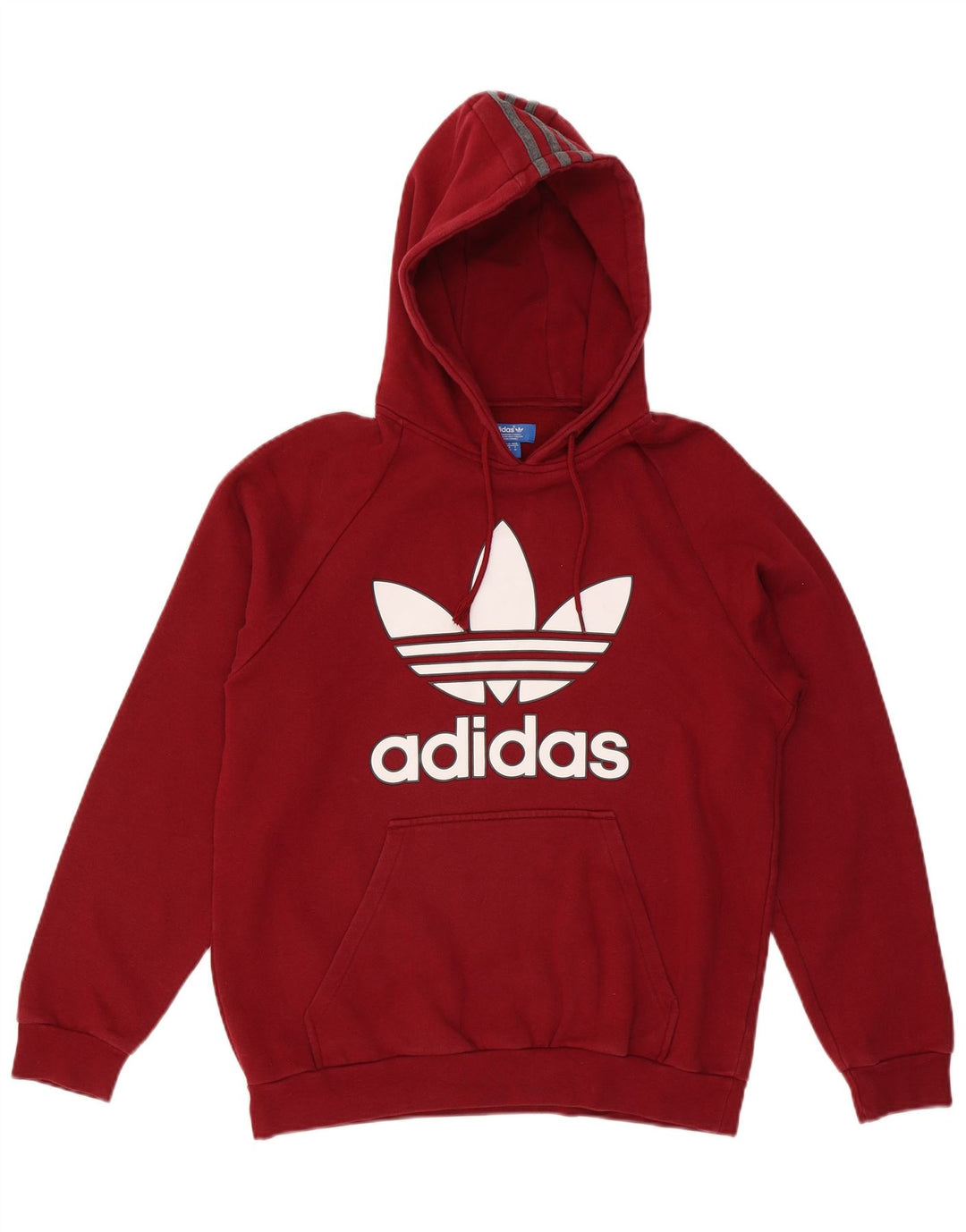 Adidas Mens Graphic Hoodie Jumper Medium Maroon Cotton