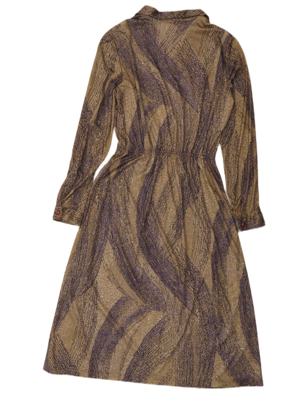 Vintage Womens Long Sleeve Maxi Dress IT 48 XL Brown Polyester