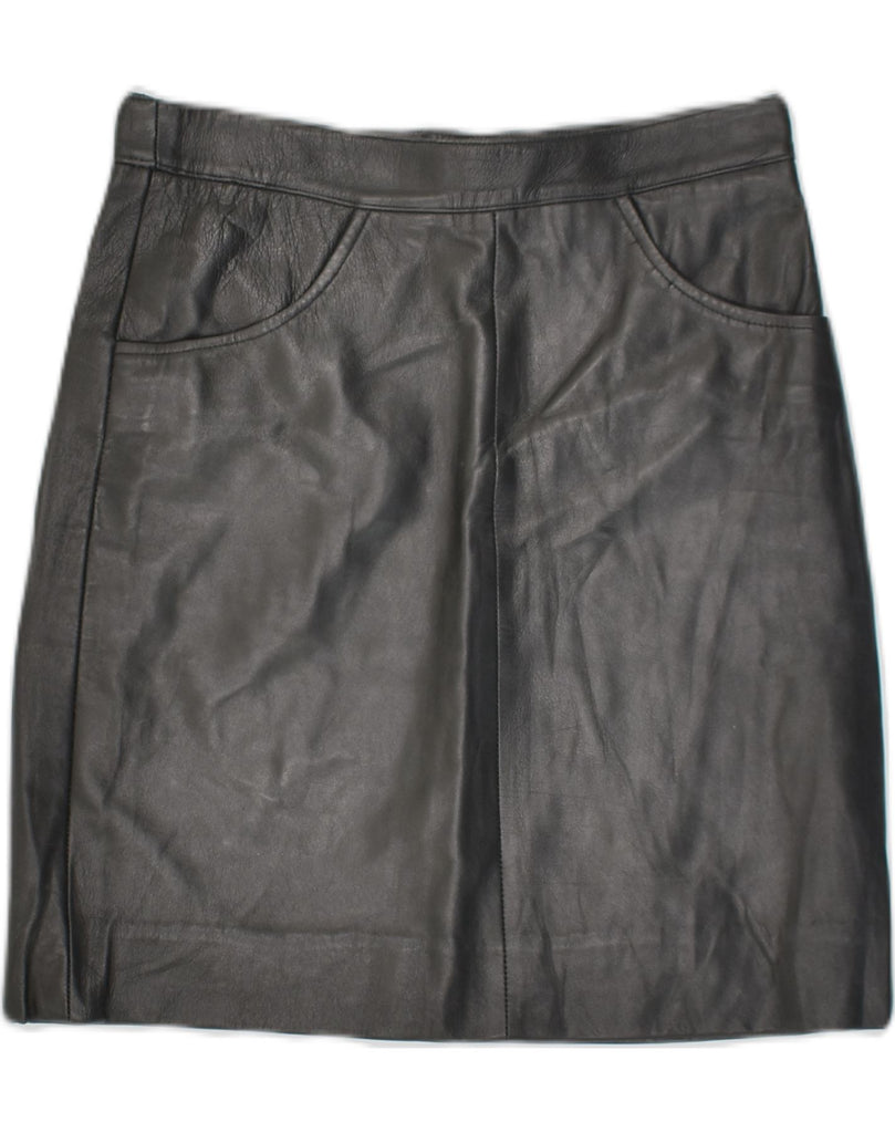 VERA PELLE Womens Leather Skirt IT 46 Large W28  Black Leather | Vintage Vera Pelle | Thrift | Second-Hand Vera Pelle | Used Clothing | Messina Hembry 