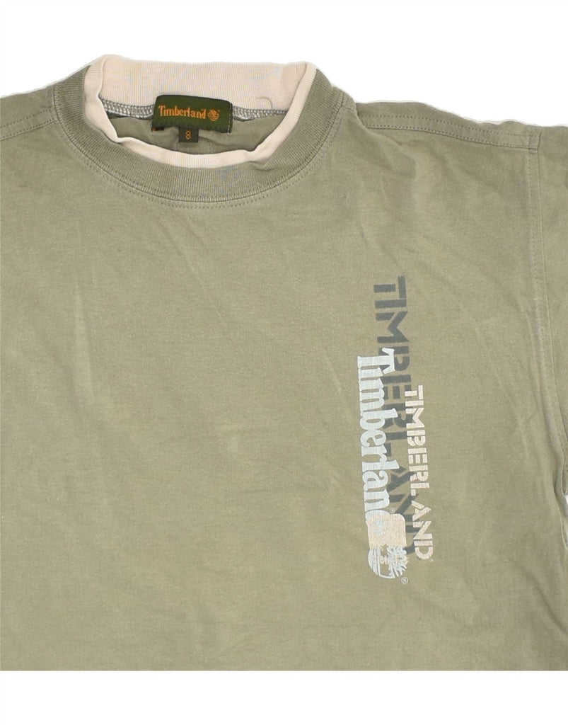 TIMBERLAND Boys Graphic T-Shirt Top 7-8 Years Green Cotton | Vintage Timberland | Thrift | Second-Hand Timberland | Used Clothing | Messina Hembry 