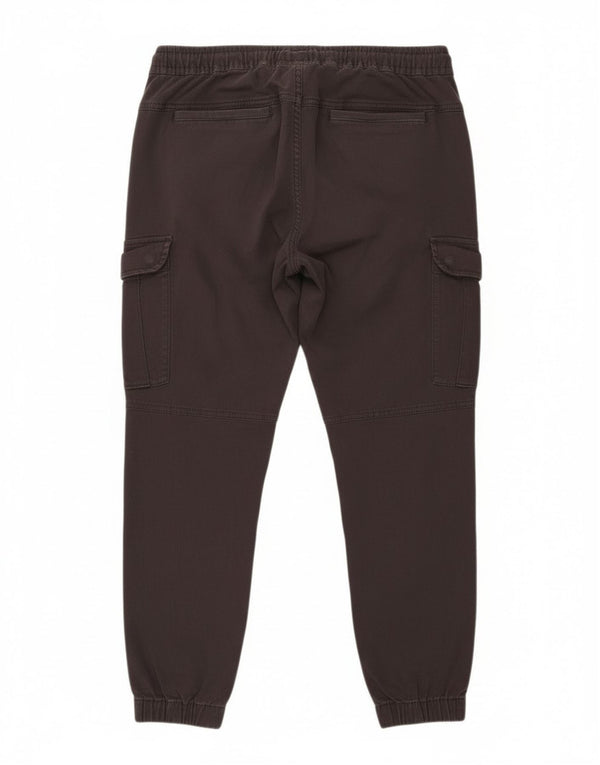 Zara Mens Joggers Cargo Trousers EU 42 Large W32 L28 Black Cotton