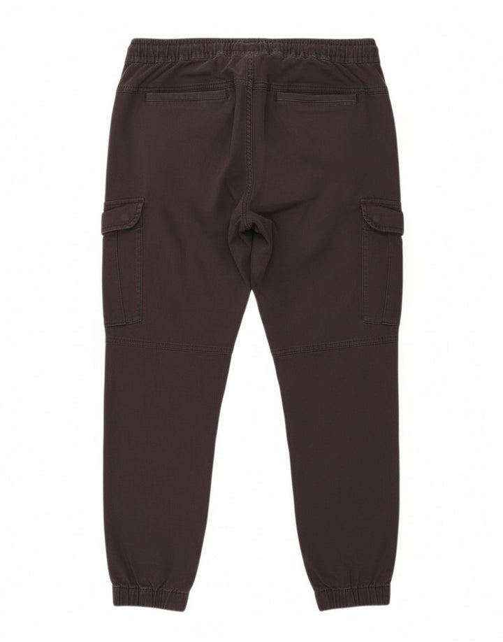 Zara Mens Joggers Cargo Trousers EU 42 Large W32 L28 Black Cotton