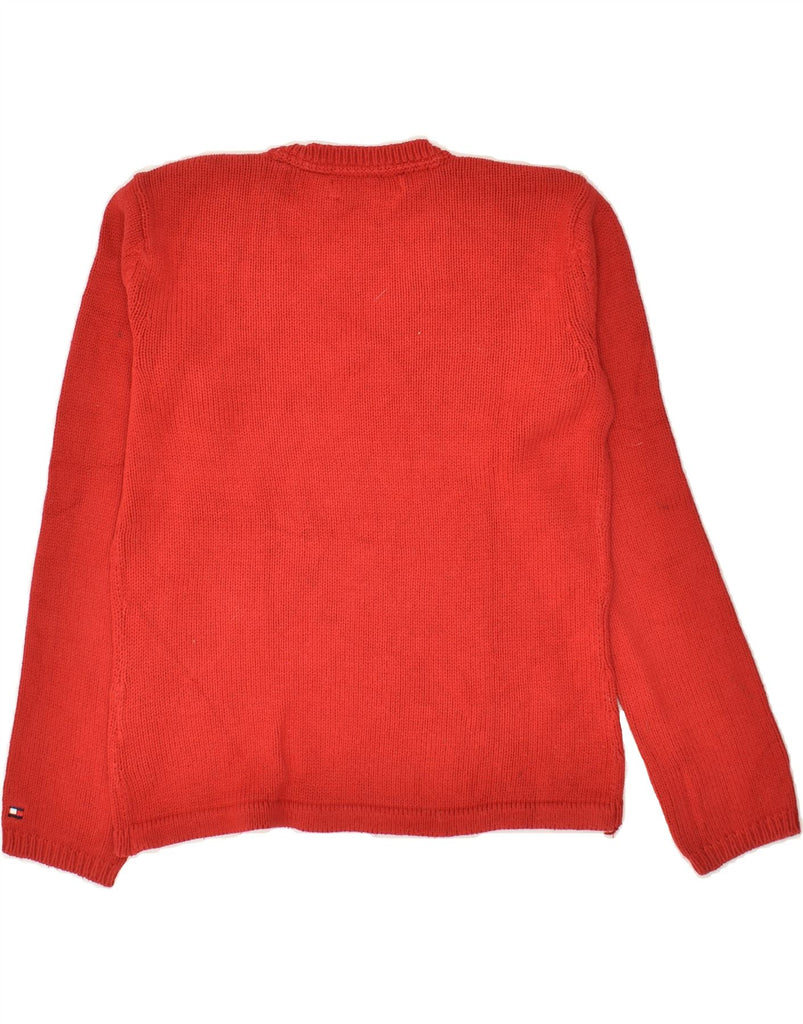 TOMMY HILFIGER Womens V-Neck Jumper Sweater UK 10 Small Red Cotton | Vintage Tommy Hilfiger | Thrift | Second-Hand Tommy Hilfiger | Used Clothing | Messina Hembry 
