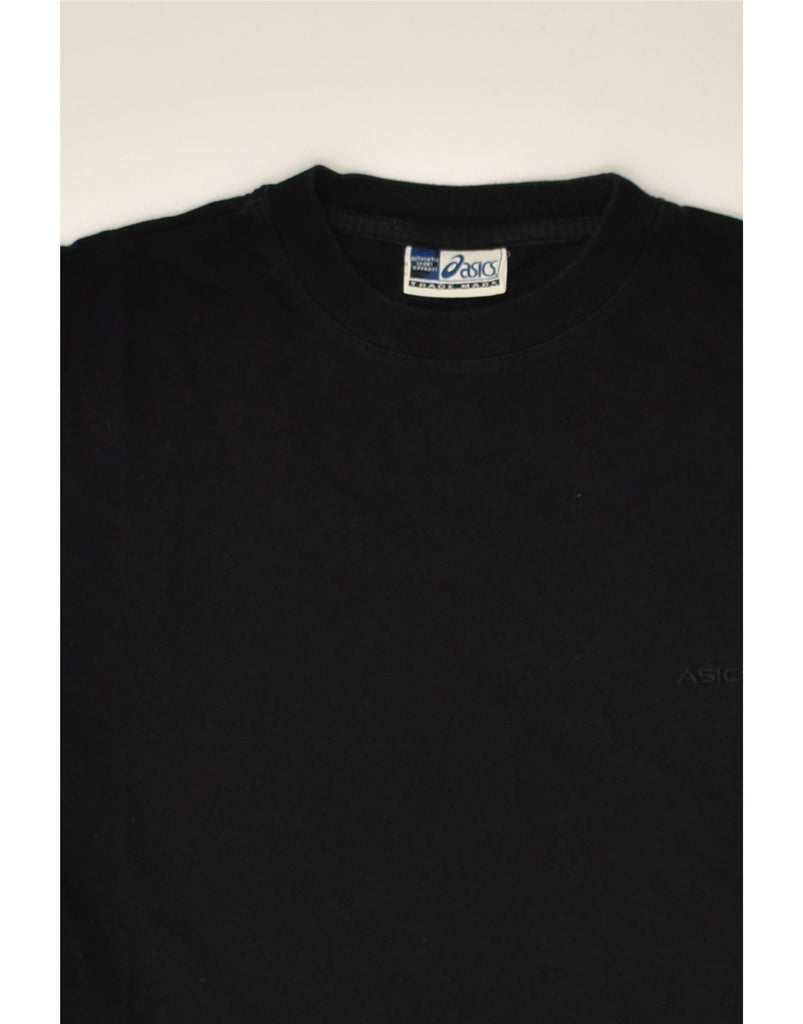 ASICS Mens T-Shirt Top Medium Black Cotton | Vintage Asics | Thrift | Second-Hand Asics | Used Clothing | Messina Hembry 