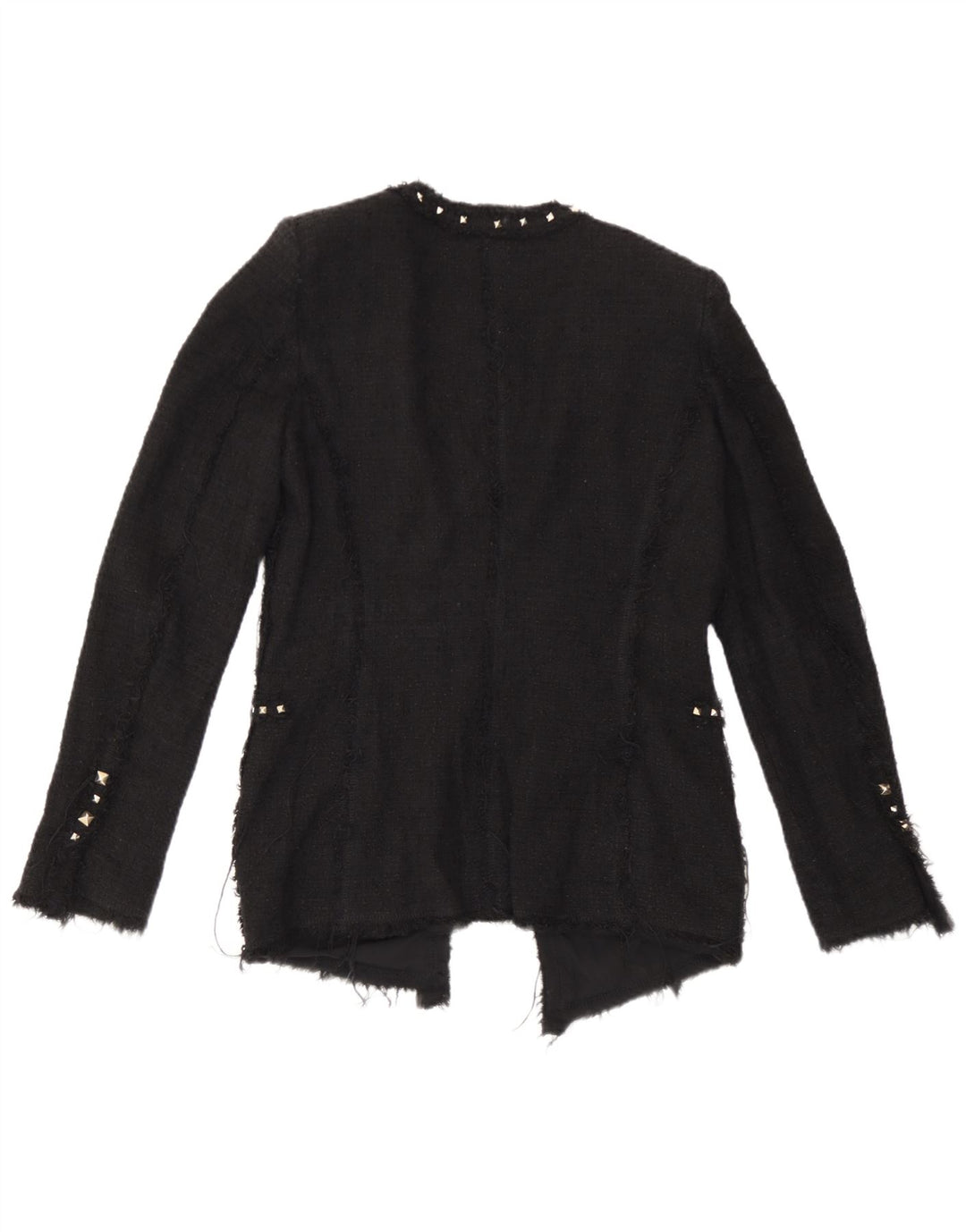 Zara Womens Open Blazer Jacket UK 12 Medium Black Cotton