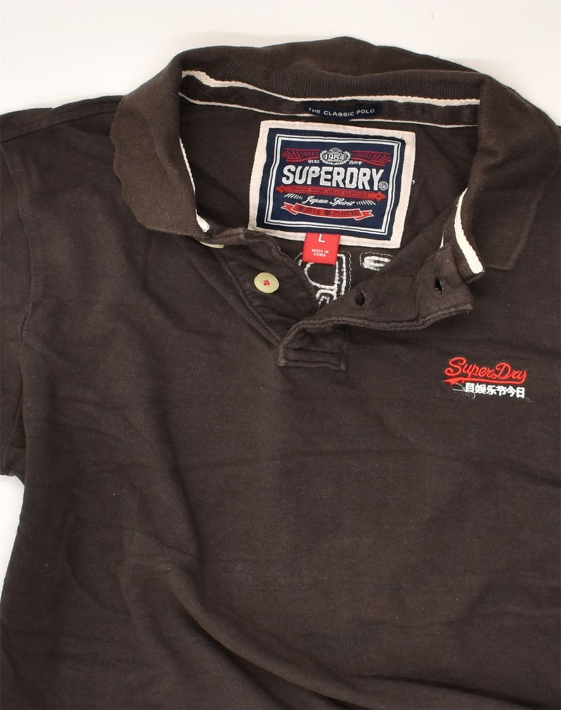 SUPERDRY Mens The Classic Polo Graphic Polo Shirt Large Brown Cotton | Vintage Superdry | Thrift | Second-Hand Superdry | Used Clothing | Messina Hembry 