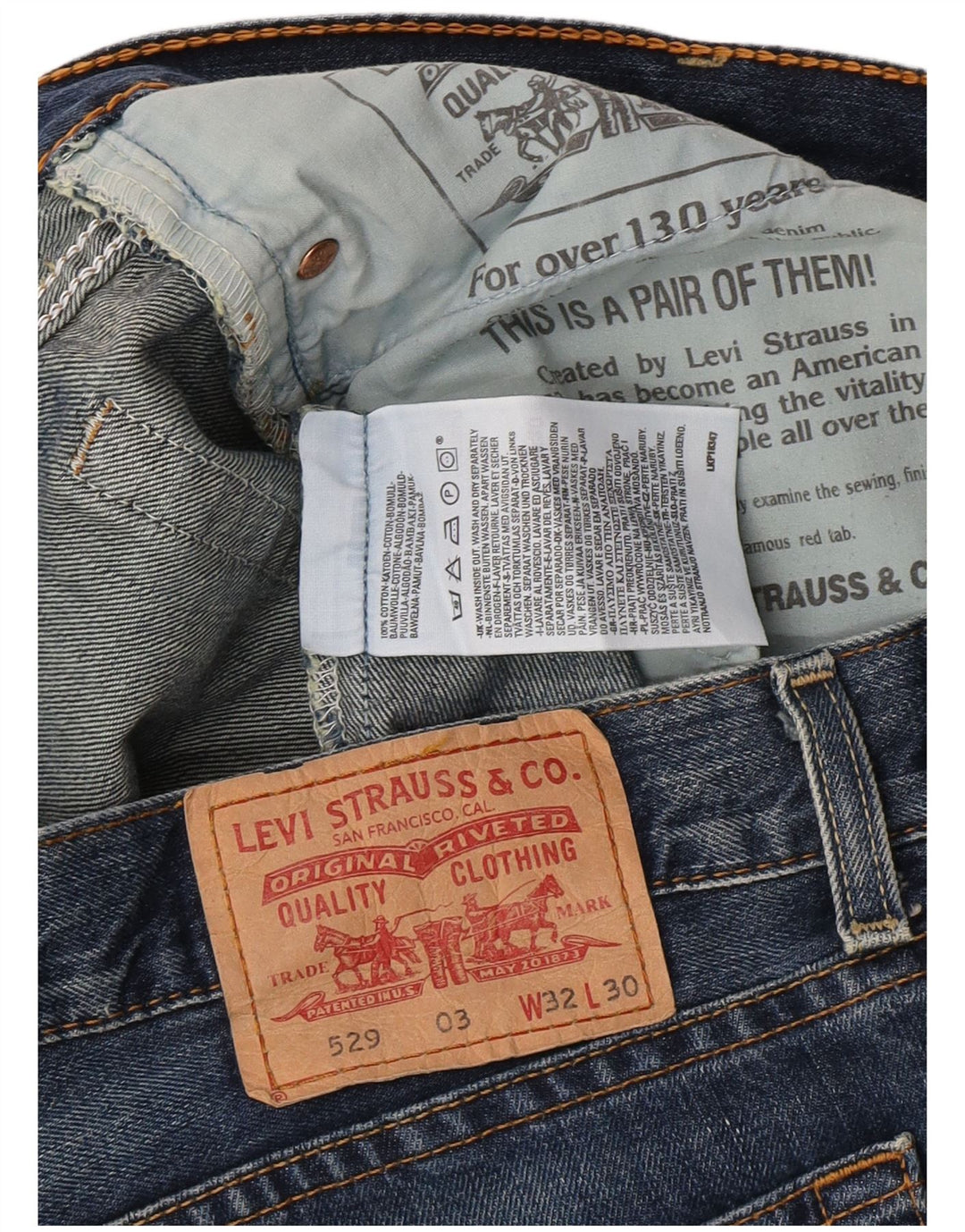 Levi's Womens 529 Flared Jeans W32 L27 Blue Cotton