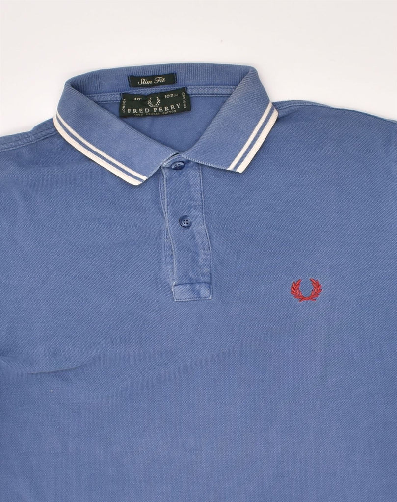 FRED PERRY Mens Slim Fit Polo Shirt Small Blue Cotton | Vintage Fred Perry | Thrift | Second-Hand Fred Perry | Used Clothing | Messina Hembry 