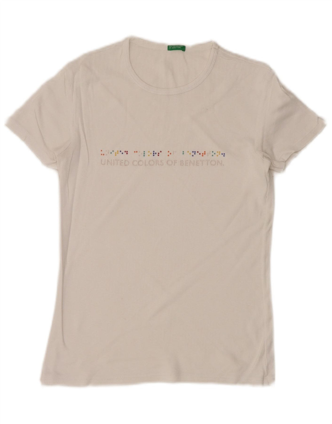 BENETTON Womens Graphic T-Shirt Top UK 8 Small White