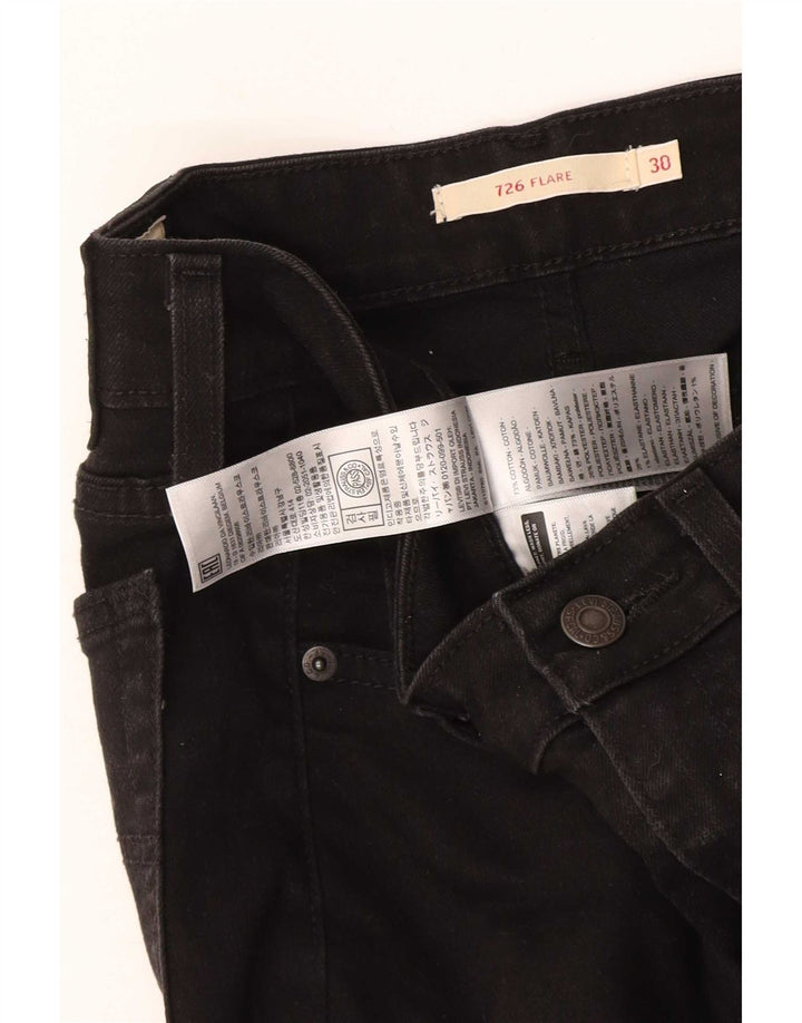 Levi's Womens 726 High Waist Flared Jeans W30 L30 Black Cotton