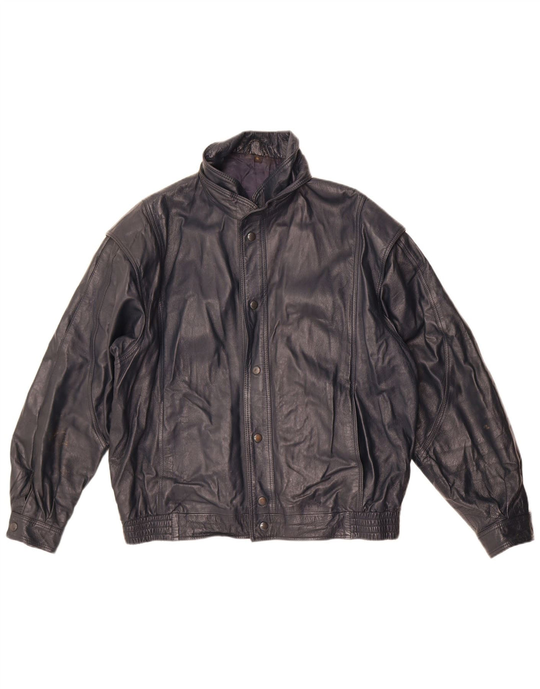 Sterling Mens Leather Jacket UK 40 Large Navy Blue Leather