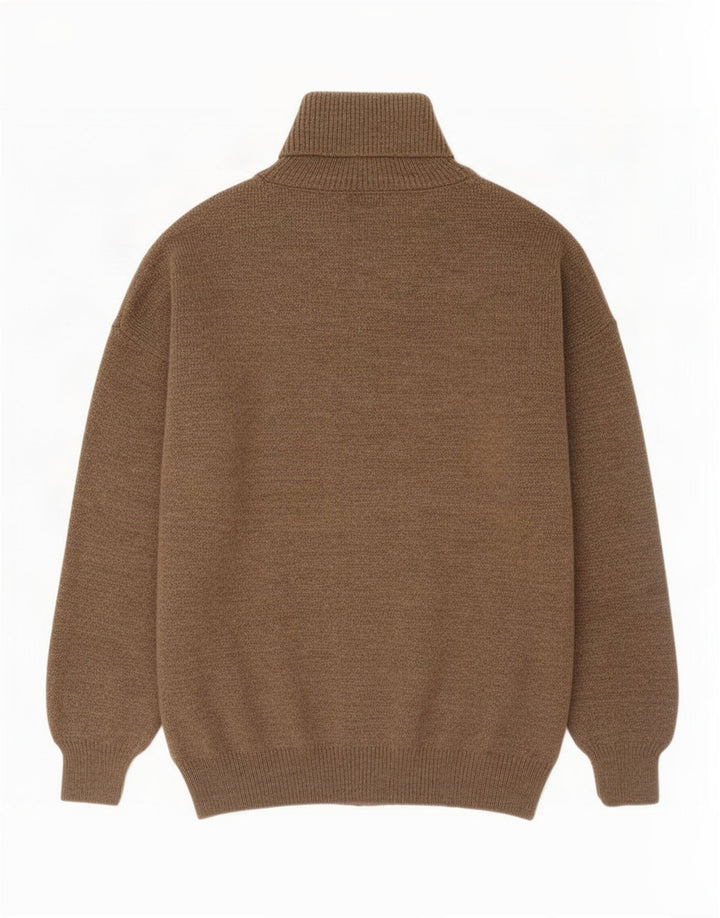 Vintage Mens Roll Neck Jumper Sweater Medium Brown