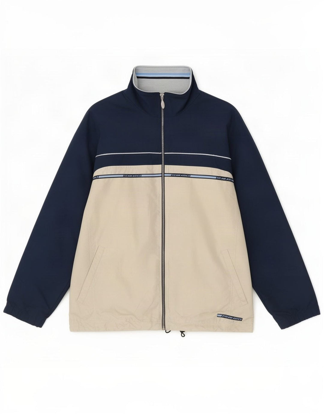 Asics Mens Tracksuit Top Jacket Large Navy Blue Colourblock