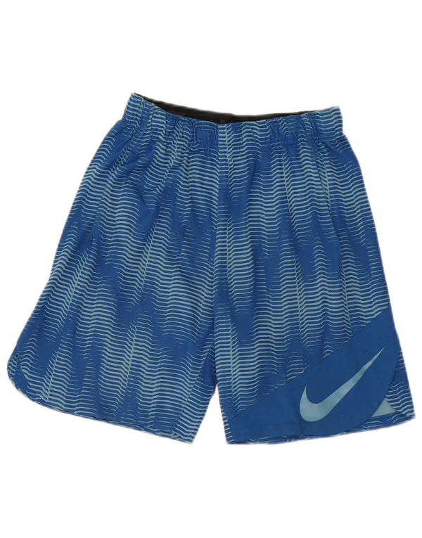 Nike Boys Dri Fit Graphic Sport Shorts 12-13 Years Large Blue Geometric