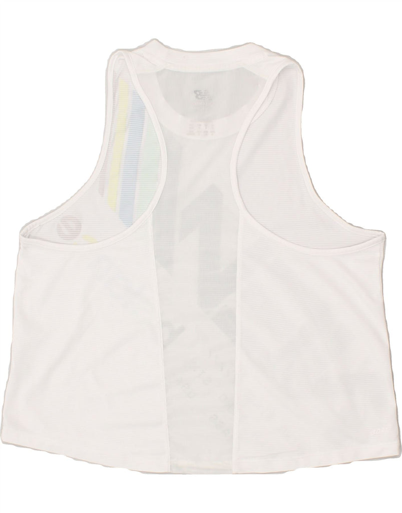 NEW BALANCE Womens Graphic Vest Top UK 10 Small White | Vintage New Balance | Thrift | Second-Hand New Balance | Used Clothing | Messina Hembry 