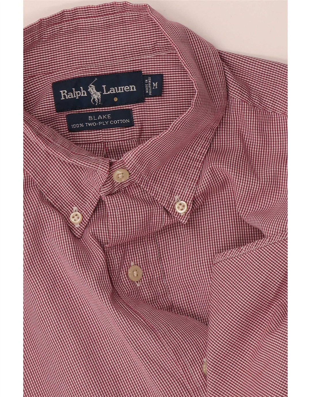 Ralph Lauren Mens Blake Loose Fit Shirt Medium Pink Check Cotton