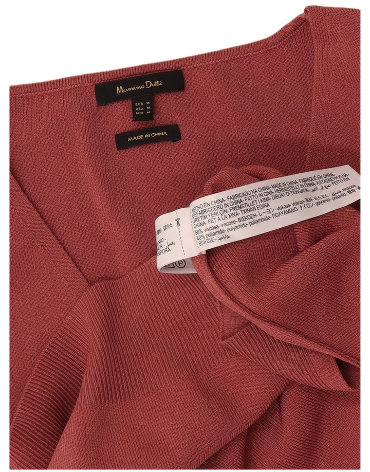 Massimo Dutti Mens Short Sleeve V-Neck Jumper Sweater Medium Burgundy