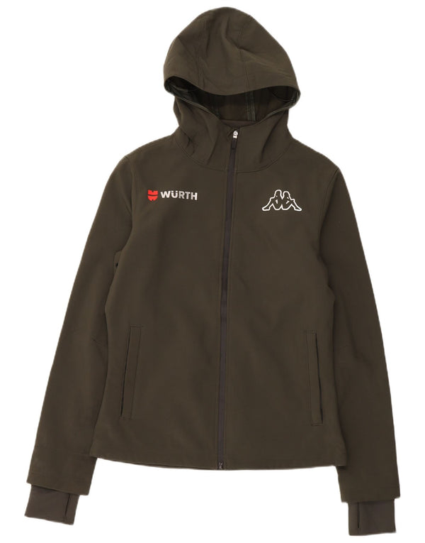 Kappa Womens Wurth Hooded Windbreaker Jacket UK 14 Medium Khaki Polyester