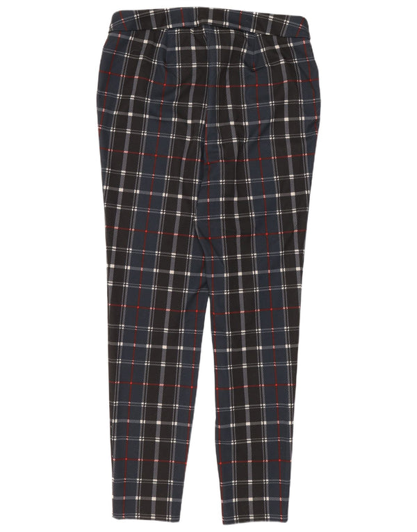 Marks & Spencer Womens Skinny Trousers UK 10 Small W29 L26 Navy Blue Check
