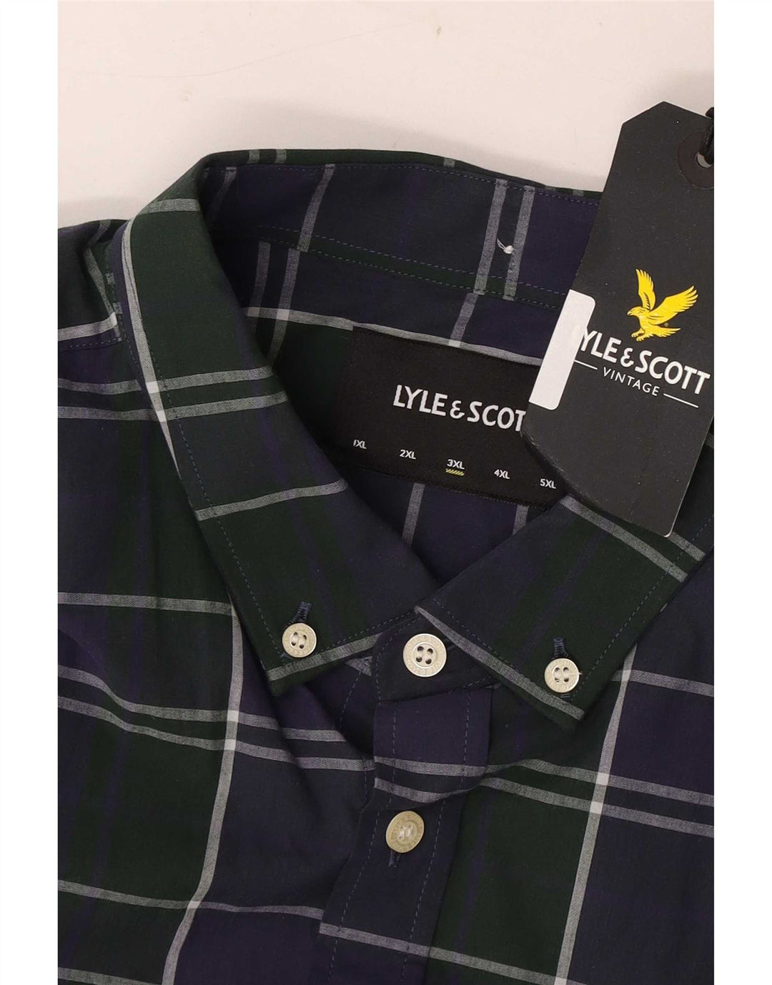 Lyle & Scott Mens Shirt 3XL Navy Blue Check Cotton