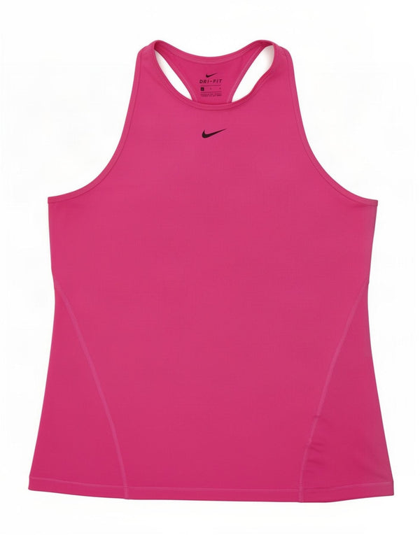 Nike Womens Dri Fit Vest Top UK 14 Large Pink Polyester