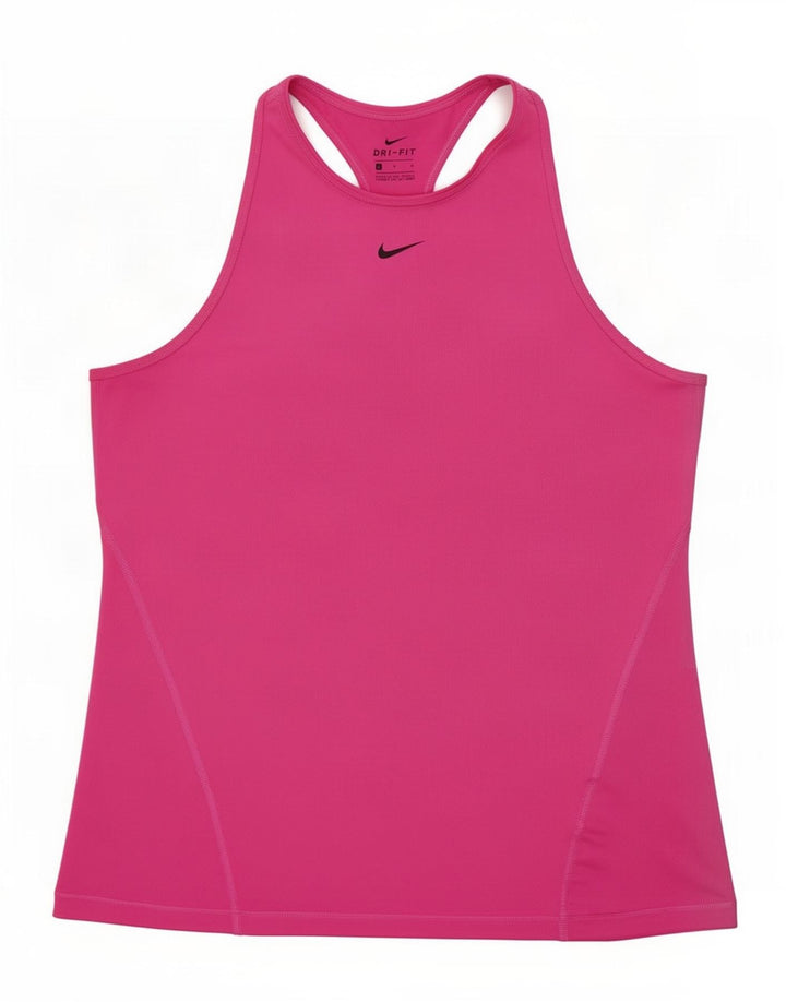 Nike Womens Dri Fit Vest Top UK 14 Large Pink Polyester