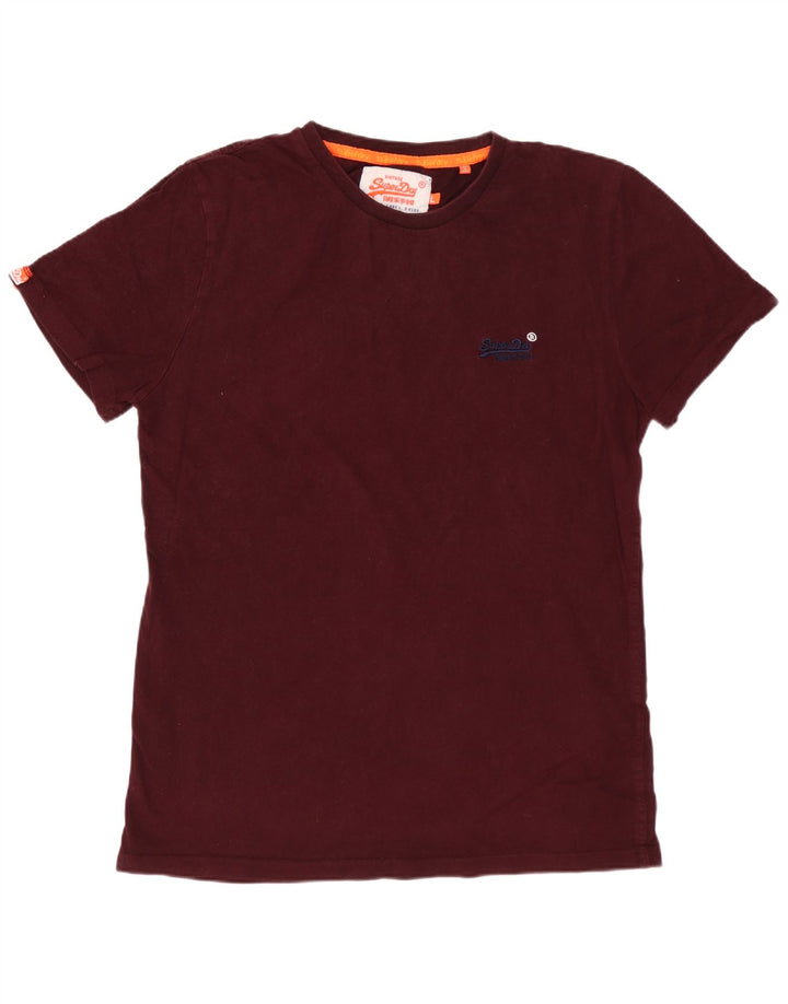 SUPERDRY Mens T-Shirt Top Large Maroon Cotton