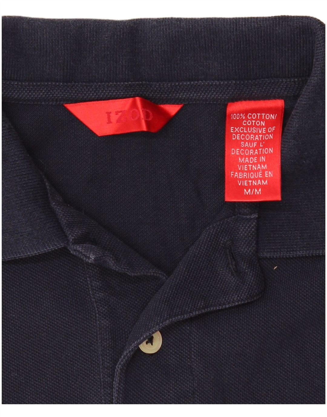 IZOD Mens Polo Shirt Medium Navy Blue Cotton