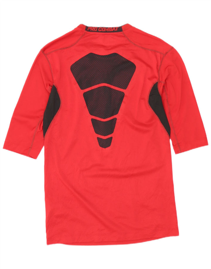 NIKE Womens Graphic Top 3/4 Sleeve UK 14 Large Red Colourblock Polyester