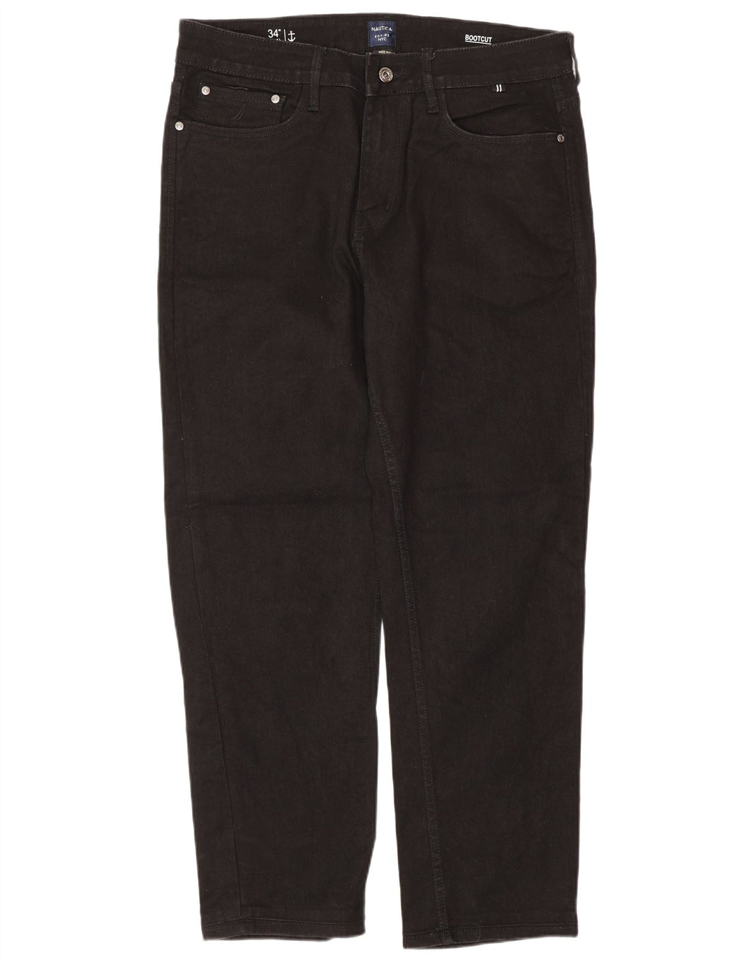 Nautica Mens Bootcut Jeans W34 L30 Black Cotton