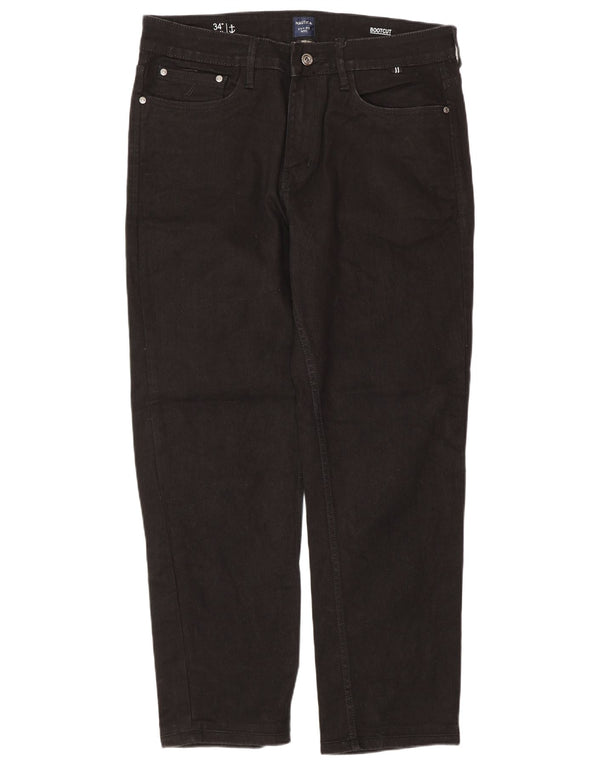 Nautica Mens Bootcut Jeans W34 L30 Black Cotton
