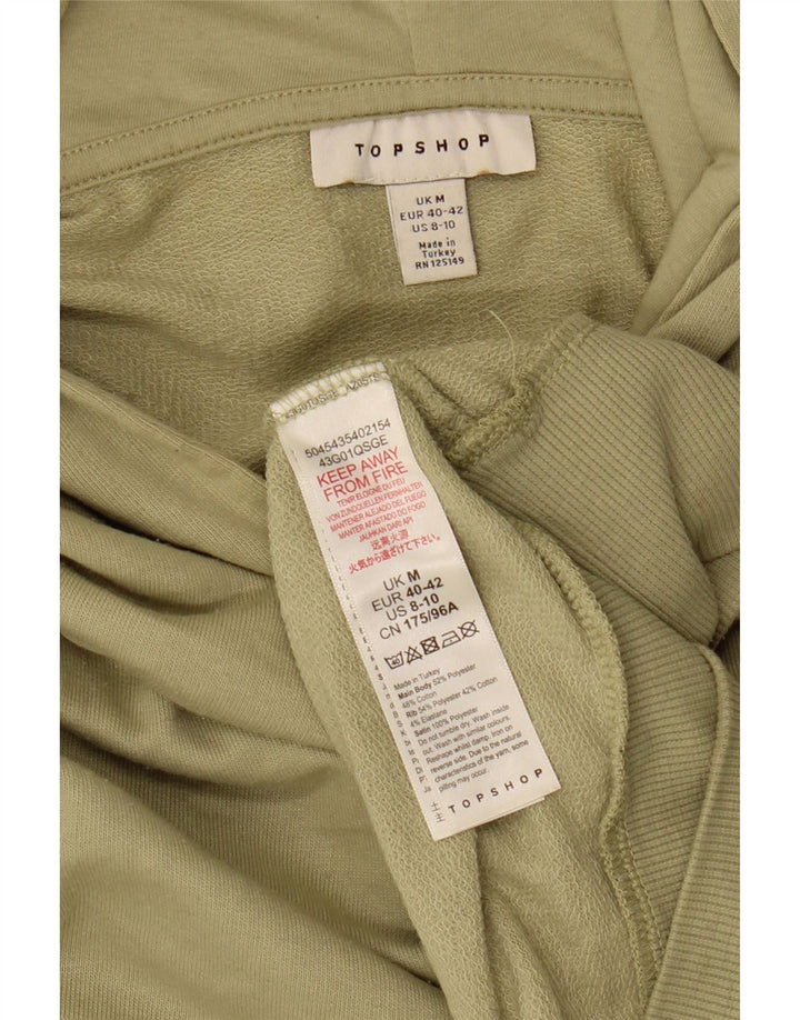 Topshop Womens Crop Hoodie Jumper UK 14 Medium Khaki Polyester
